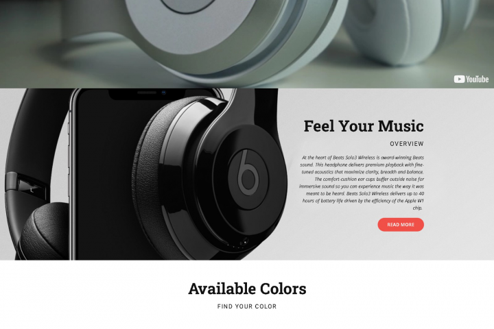 Landing Page для продажи наушников Beats Solo 3.