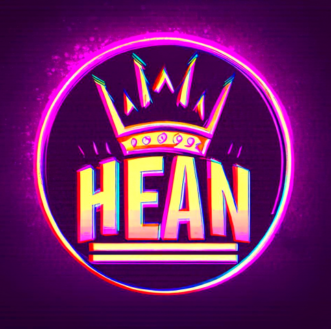 Логотип для Twitch канала Хина, выполненный неоново-пурпурном.