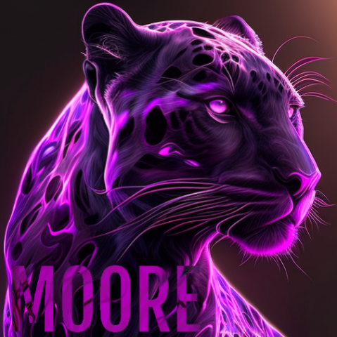 Логотип для стримера Moore с пантерой и Текстом.