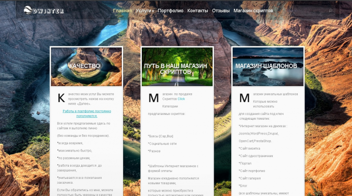 Dwinter.ws - Сервис на WordPress из 3-ех блоков