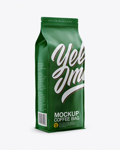Matte Coffee Bag Mockup - Half Side View