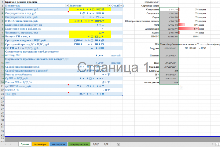 Разработка финансовой модели
