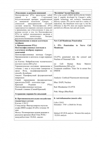 Описание ботулотоксинового препарата. Рус.-англ.
