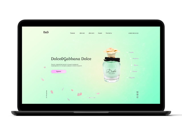Концепт первого экрана парфюма Dolce