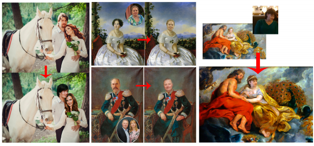 Вставка лица в картину, другую фотографию