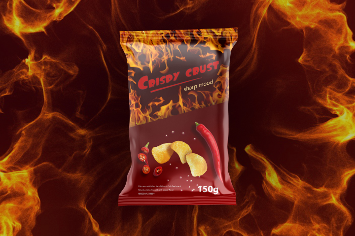 Дизайн упаковки чипсов "Crispy crust"
