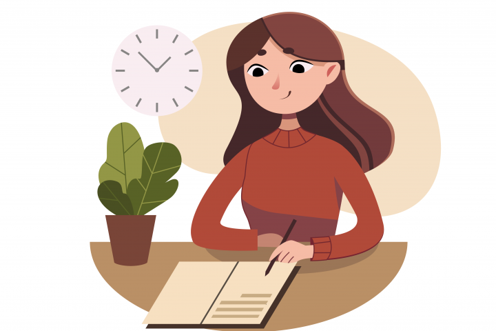 Девушка за работой векторная иллюстрация