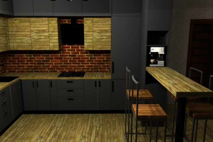 Кухня со встроеной техникой.