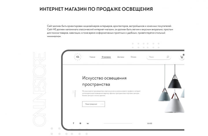 Интернет-магазин по продаже освещения.