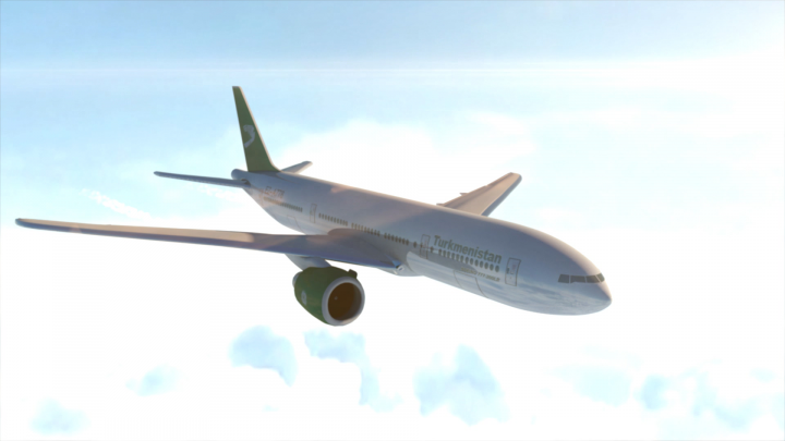 Boeing-777 Boeing-777 Облет камеры вокруг летящего самолета.