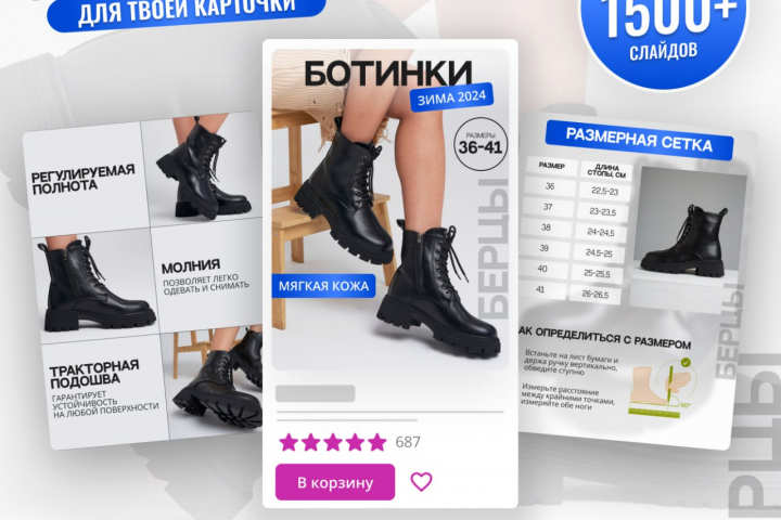 Инфографика для карточки товара Обувь ботинки