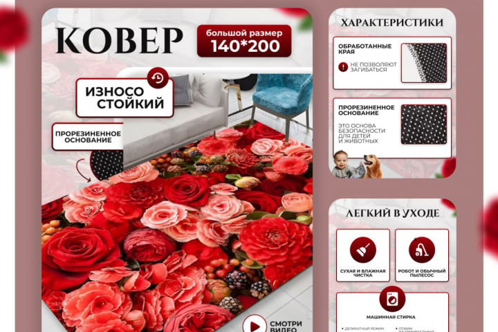 Инфографика карточки товара Ковер