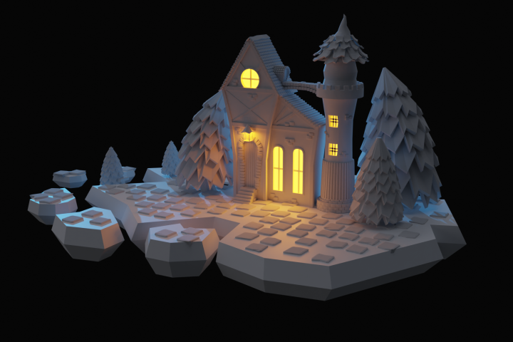 snow house blender 3d model