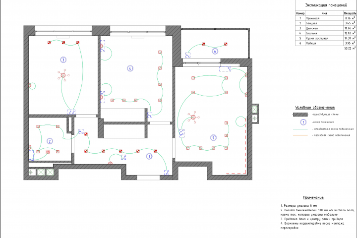 Схема подключения осветительных приборов
