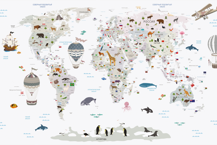 Фотообои в детскую, коллаж + векторная графика