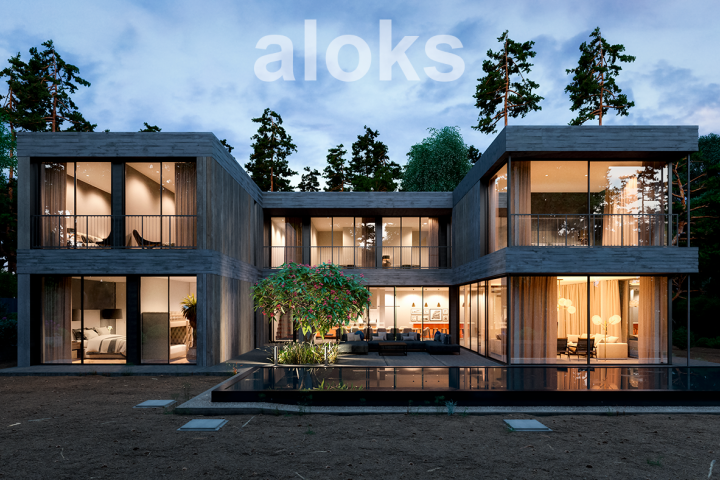 Визуализация особняка в Blender