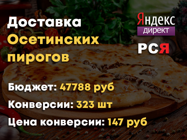 Доставка осетинских пирогов. Поиск+РСЯ + Динамическая