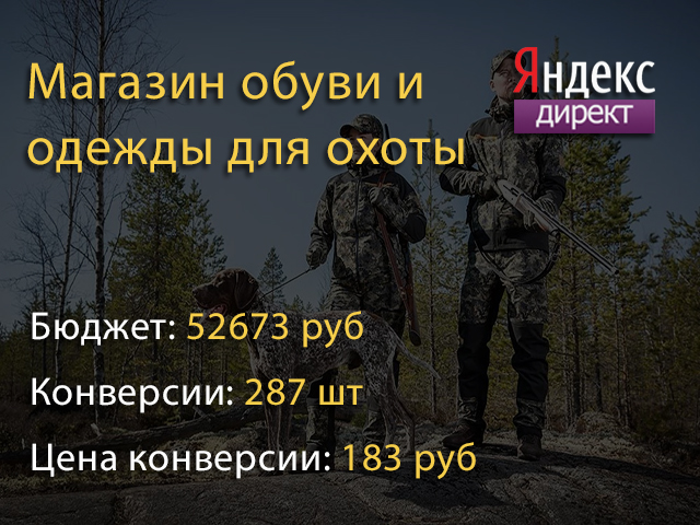 Реклама магазина одежды для охоты