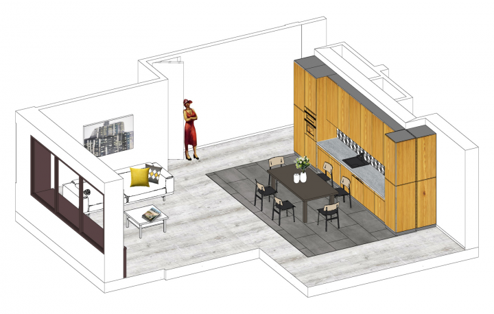 Гостиная с кухней