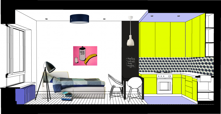 Гостиная, 3д-разрез