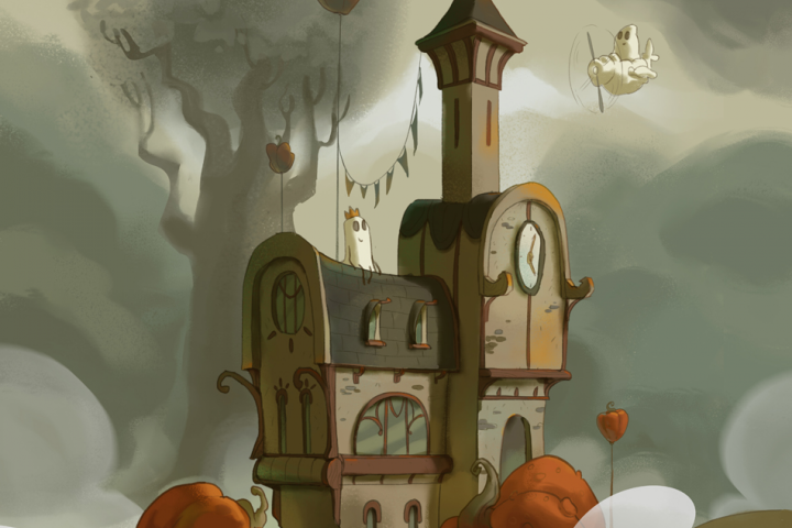 хэллоуин, призраки в старинном доме