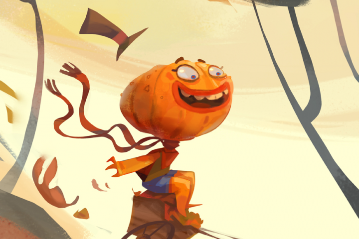 Тыква в тележке, мультяшный персонаж