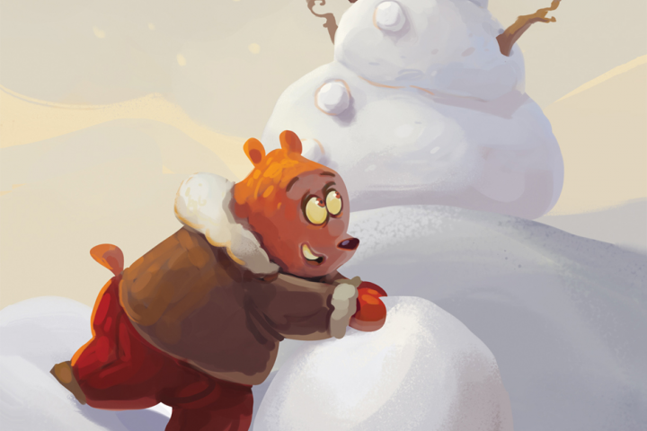 Новогодняя иллюстрация, открытка с животными