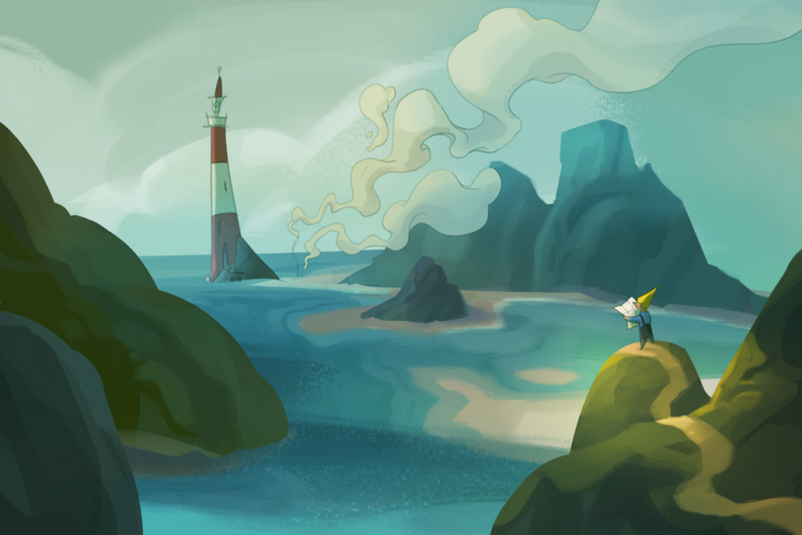 Маленький путешественник, иллюстрация с маяком