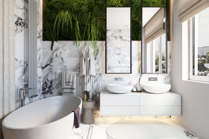 Санузел в спальне в стиле эко-минимализм