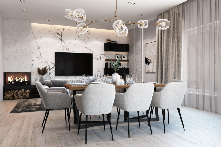 Гостиная в загородном доме пос. Синергия МО