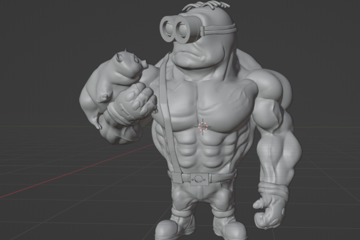 3D-модель мускулистого Миньона со свиньёй для 3D-печати