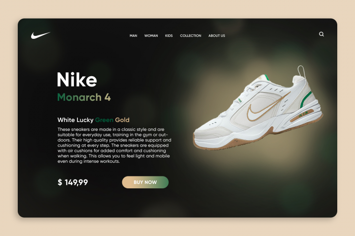 Nike | Дизайн концепт главного экрана Landing page