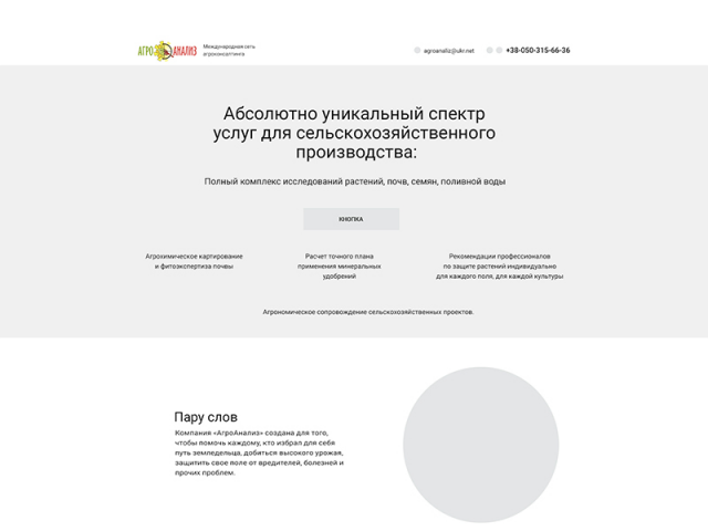 Прототип одностраничника для Агроанализа