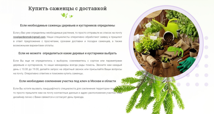 Контент для интернет-магазина Royal Garden