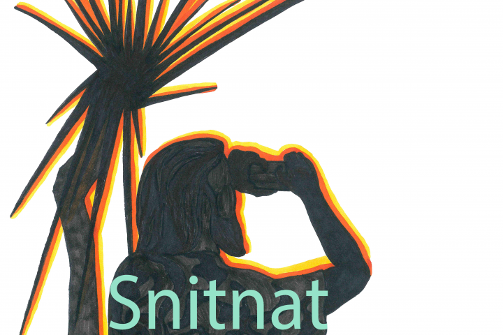 Dark silhouette with sunny outlines of a bearded man taking a pi