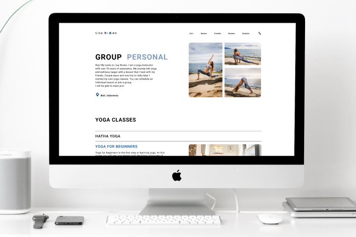 Создание дизайна сайта для тренера по йоге
