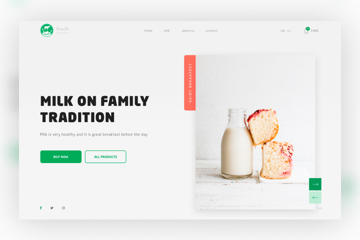Landing page для молочной фермы "Familk"