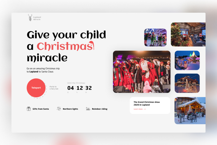 Landing page по продаже рождественских туров в Лапландию