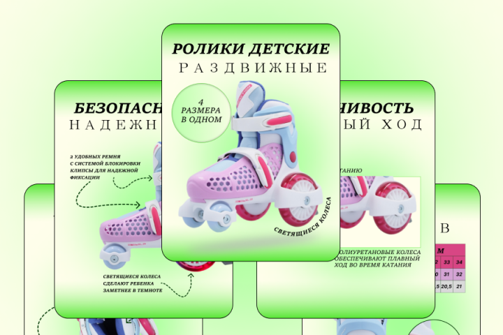 Инфографика для детских роликовых коньков