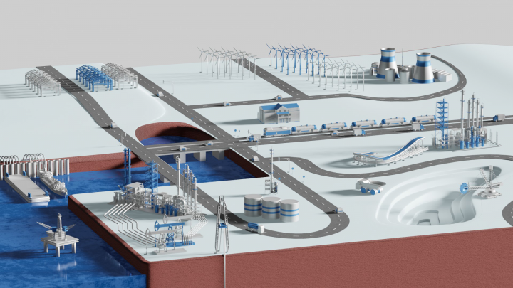 3D модель интерактивной карты с объектами