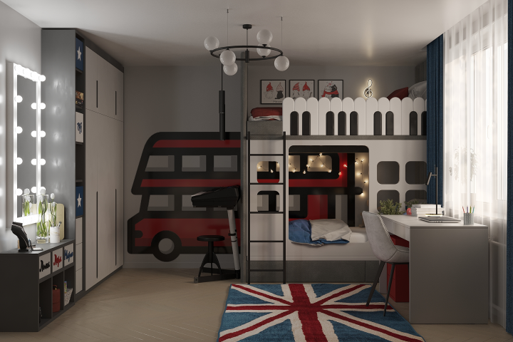 Детская комната для трёх сестричек разных возрастов