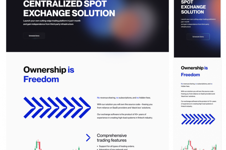 Посадочная страница для finTech