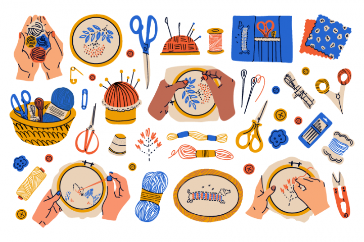 Вышивка векторный набор