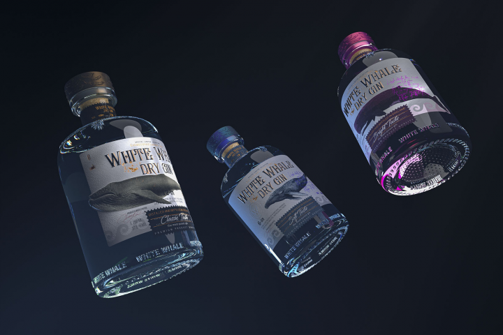 Дизайн этикетки джина «White Whale»