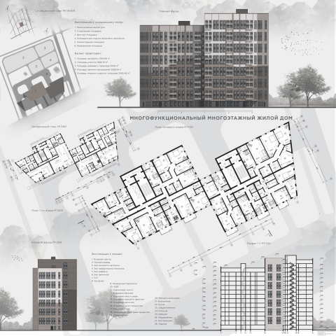 Проект многоэтажного многофункционального дома