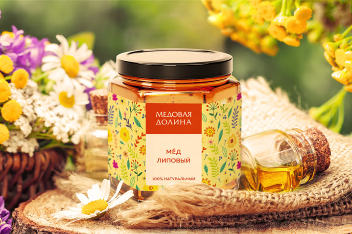 Этикетка для мёда МЕДОВАЯ ДОЛИНА