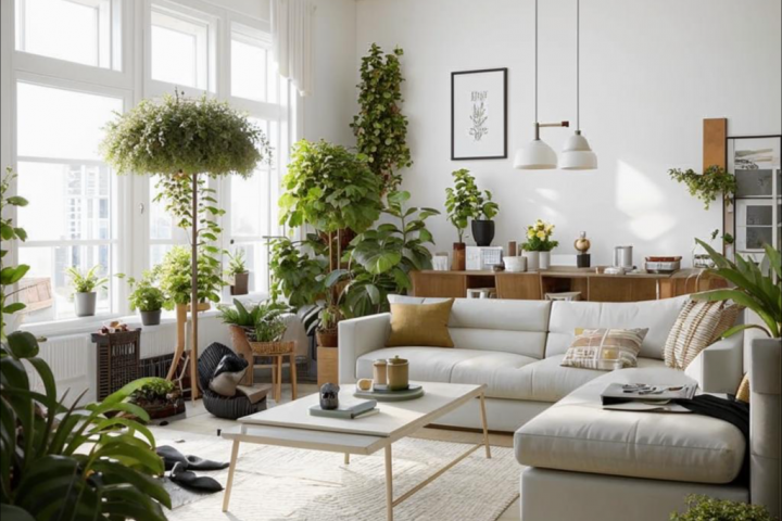 "Дизайн интерьера: уютная гостиная с элементами эко-стиля"