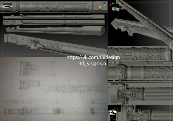 Эскизы и 3d модель колонны