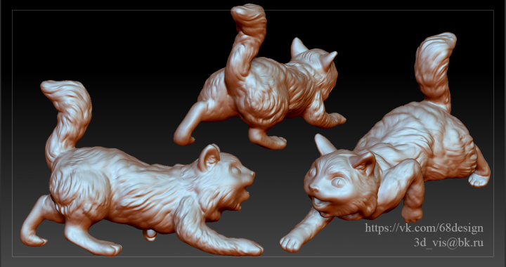 Серия моделей котят, для печати на 3d принтере. Размер 38 мм