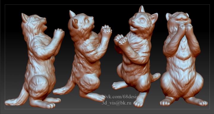 Серия моделей котят, для печати на 3d принтере. Размер 38 мм